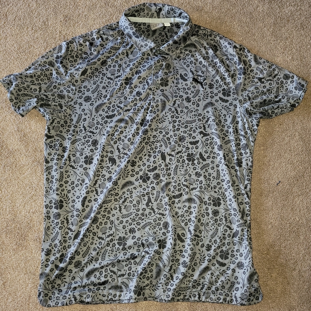 Puma Black Patterned Gray Polo Shirt